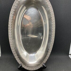 Floral Bordered Silver Plated Bread Tray Wilcox International Rose Marie